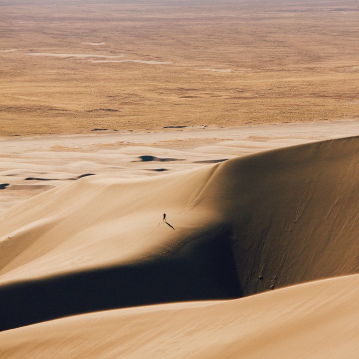 Vertical Shot Sand Dunes Dry Field Distance LR